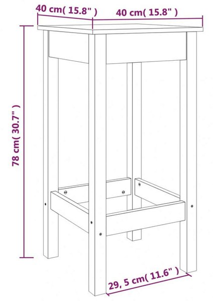 VidaXL Fekete Fenyőfa Bárszék - 2 db - 40x40x78 cm
