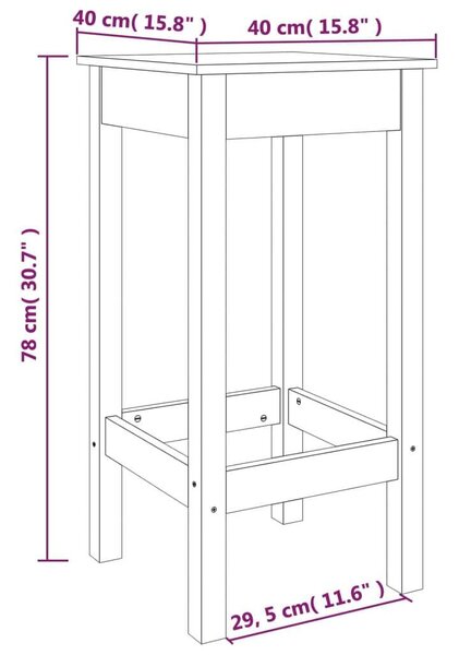 VidaXL Fekete Fenyőfa Bárszék - 2 db - 40x40x78 cm