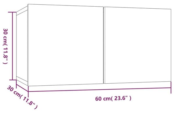 VidaXL 4 db szürke sonoma színű szerelt fa fali TV-szekrény 60x30x30cm