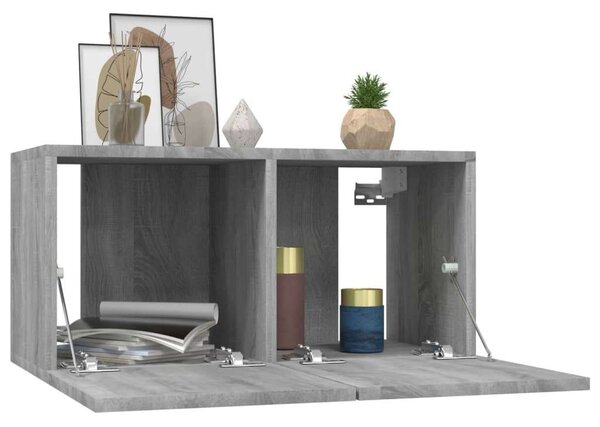 VidaXL 4 db szürke sonoma színű szerelt fa fali TV-szekrény 60x30x30cm
