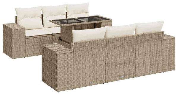 7 részes bézs polyrattan kerti ülőgarnitúra párnákkal