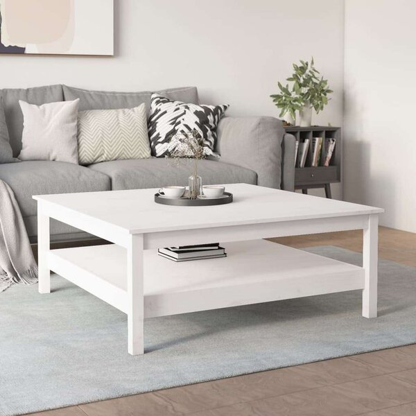 VidaXL Fehér Dohányzóasztal - Tömör Fenyőfa - 100x100 cm