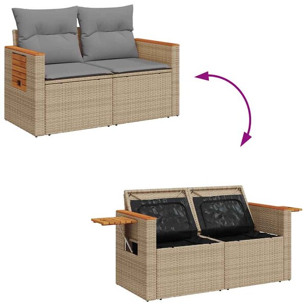 5 részes bézs polyrattan kerti ülőgarnitúra párnákkal