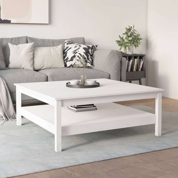 VidaXL Fehér Dohányzóasztal - Tömör Fenyőfa - 100x100 cm