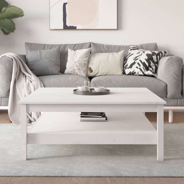 VidaXL Fehér Dohányzóasztal - Tömör Fenyőfa - 100x100 cm