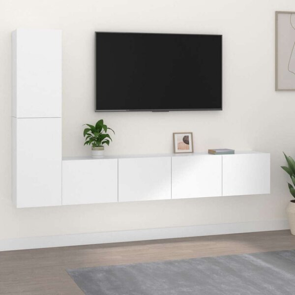 VidaXL Fehér Falra Szerelhető TV-Szekrény Szett - 4 részes