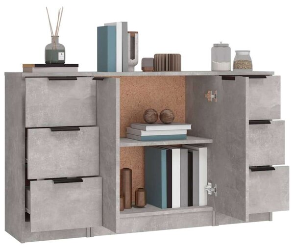 VidaXL Modern Tálalószekrény Szett - Betonszürke - 3 részes
