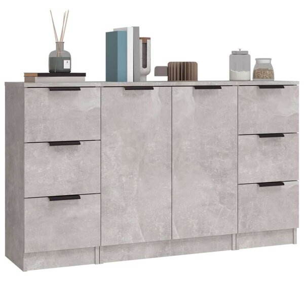 VidaXL Modern Tálalószekrény Szett - Betonszürke - 3 részes