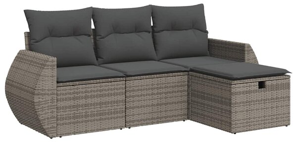 4 részes szürke polyrattan kerti ülőgarnitúra párnákkal
