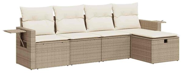 5 részes bézs polyrattan kerti ülőgarnitúra párnákkal