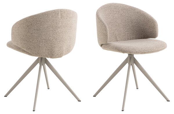 MAZZONI EXPORT NELA Bézs Latte (Monza 60 szövet)/bézs lábak - MODERN BOUCLÉ KÁRPITOZOTT FORGÓSZÉK BOHO STÍLUSÚ NAPPALIBA/ÉTKEZŐBE/IRODÁBA