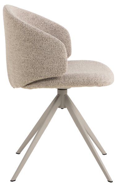 MAZZONI EXPORT NELA Bézs Latte (Monza 60 szövet)/bézs lábak - MODERN BOUCLÉ KÁRPITOZOTT FORGÓSZÉK BOHO STÍLUSÚ NAPPALIBA/ÉTKEZŐBE/IRODÁBA