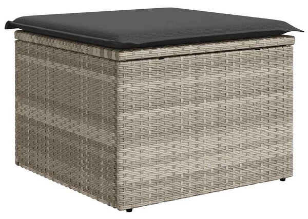 9 részes világosszürke polyrattan kerti ülőgarnitúra párnával