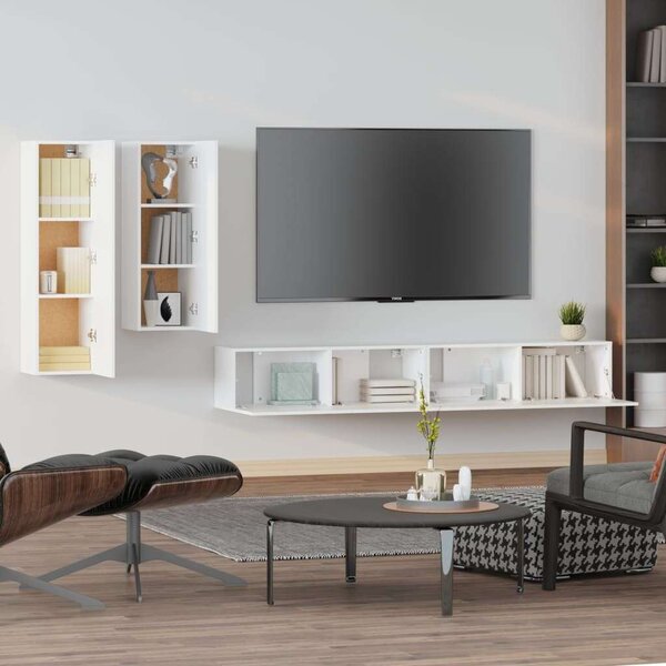 VidaXL Falra Szerelhető TV Szekrény Szett - Fehér - 4 részes