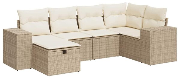 6 részes bézs polyrattan kerti ülőgarnitúra párnával