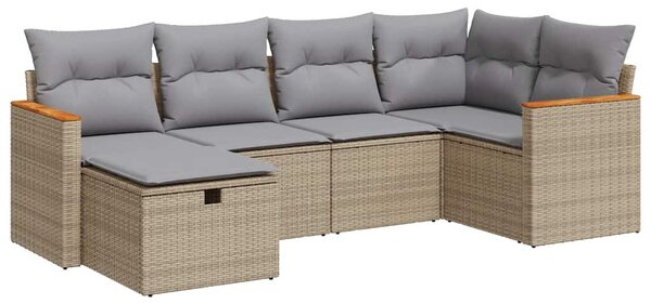 6 részes bézs polyrattan kerti ülőgarnitúra párnával