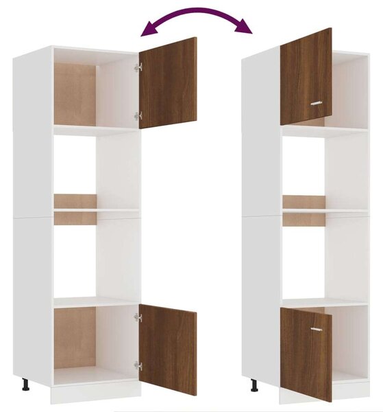 VidaXL barna tölgy szerelt fa mikrohullámúsütő-szekrény 60x57x207 cm