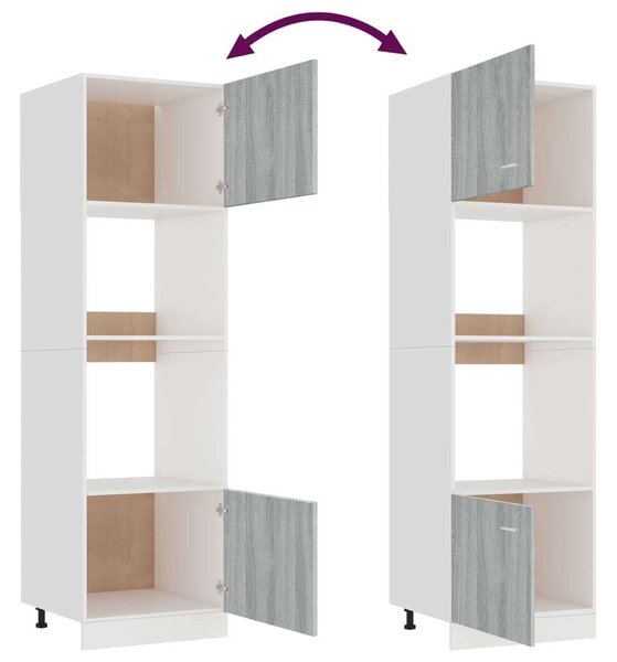 VidaXL szürke sonoma szerelt fa mikrohullámúsütő-szekrény 60x57x207 cm