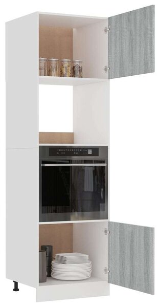 VidaXL szürke sonoma szerelt fa mikrohullámúsütő-szekrény 60x57x207 cm