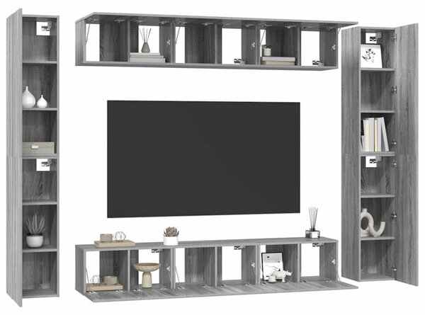 VidaXL 10 részes szürke sonoma színű szerelt fa TV-szekrényszett