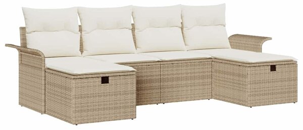 Kerti Kanapé Szett 6 db Beige és krém polirattan