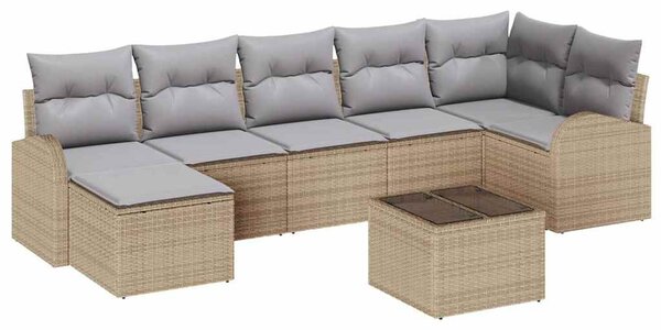 Kerti Kanapé Szett 8 db Bézs [Műanyag]: Poly Rattan