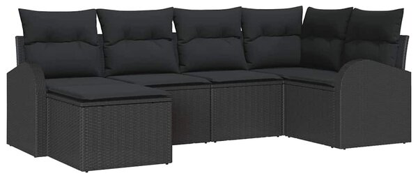 Kanapé Szett 6 db Fekete polirattan