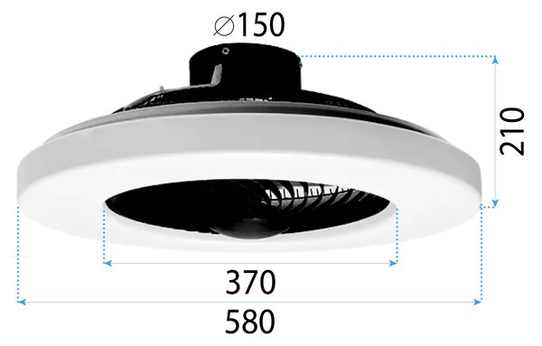 Lámpa ventilátorral APP1552-C BLACK