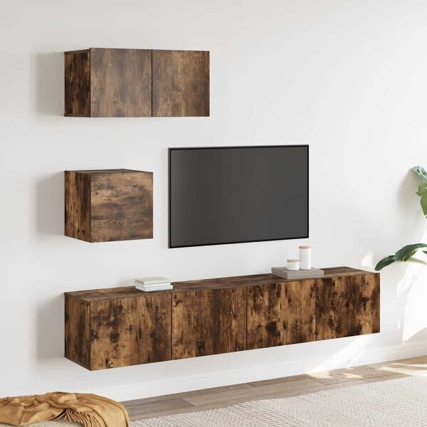 VidaXL Falra Szerelhető TV Szekrény Szett - Füstös Tölgy - 4 Rész