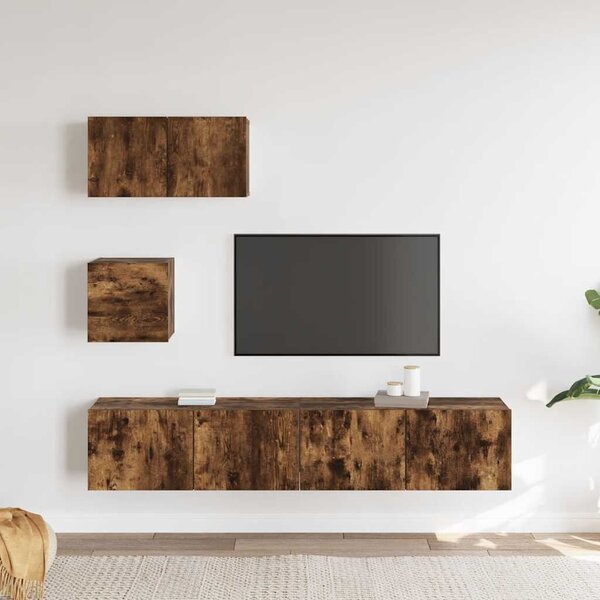 VidaXL Falra Szerelhető TV Szekrény Szett - Füstös Tölgy - 4 Rész