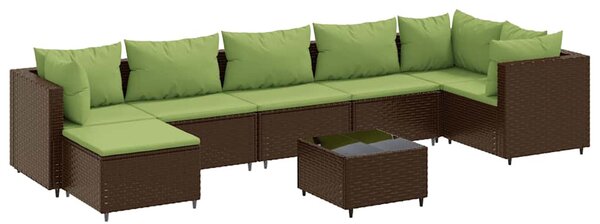 8 részes barna polyrattan kerti ülőgarnitúra párnákkal