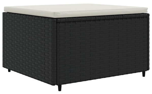 8 részes fekete polyrattan kerti ülőgarnitúra párnákkal