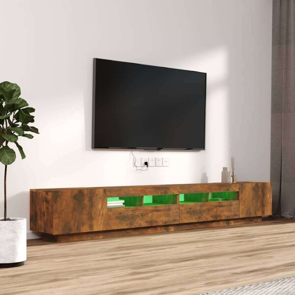 VidaXL 3 részes füstös tölgyszínű fa TV-szekrény szett LED-lámpákkal