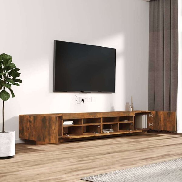 VidaXL 3 részes füstös tölgyszínű fa TV-szekrény szett LED-lámpákkal