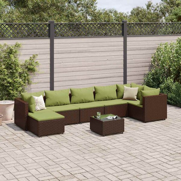 8 részes barna polyrattan kerti ülőgarnitúra párnákkal
