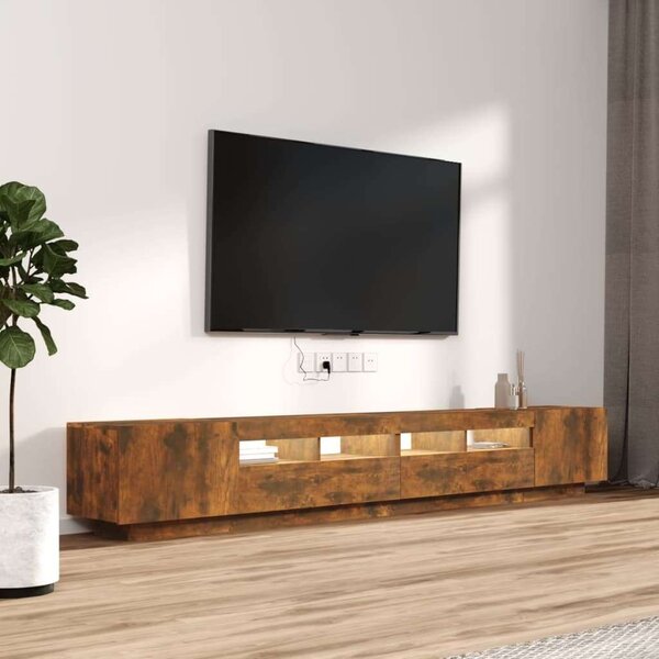 VidaXL 3 részes füstös tölgyszínű fa TV-szekrény szett LED-lámpákkal