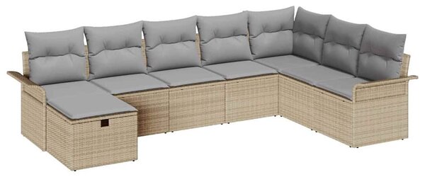 Kerti Kanapé Szett 8 db Beige és Világosszürke polirattan