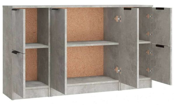 VidaXL Fa Tálalószekrény Szett - Beton Szürke - 3 db