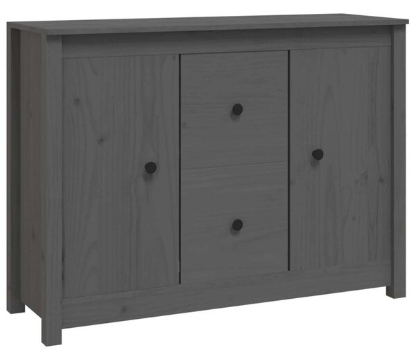 VidaXL szürke tömör fenyőfa tálalószekrény 100 x 35 x 74 cm
