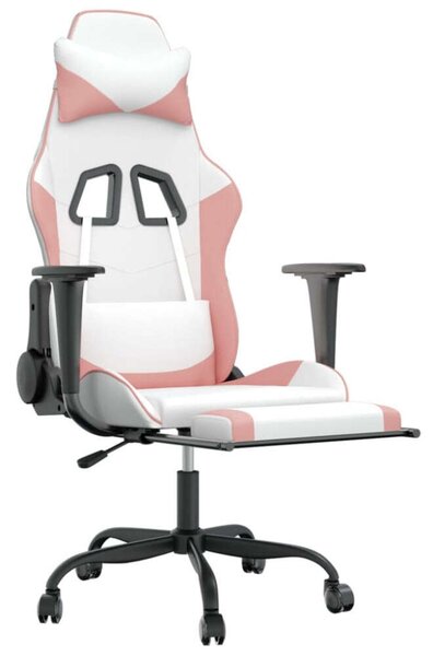 VidaXL Gamer szék - Fehér/Rózsaszín - Masszázs Funkcióval