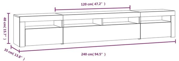 VidaXL LED TV Szekrény - Fehér - 240cm