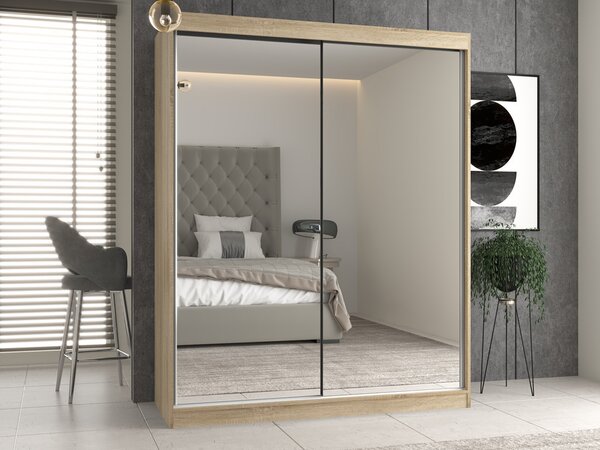 Aldabra IGA 160 A tolóajtós gardróbszekrény 120x61x200, 2 tükörrel, sonoma