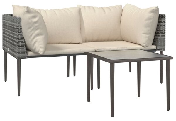 3 részes szürke polyrattan kerti ülőgarnitúra párnákkal
