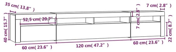 VidaXL TV-szekrény Sonoma Tölgy - 240 cm LED-es