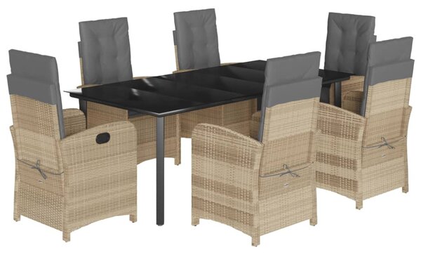 7 részes vegyes bézs polyrattan kerti étkezőgarnitúra párnákkal