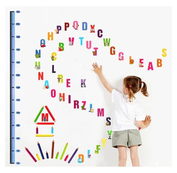 Magasságmérős gyerek matrica ajtóra-falra 70x50 cm Alphabet – Ambiance