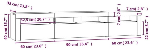 VidaXL LED-es TV Szekrény - Sonoma Szürke - 210cm