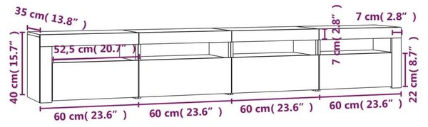 VidaXL LED TV Szekrény - Fehér - 240cm