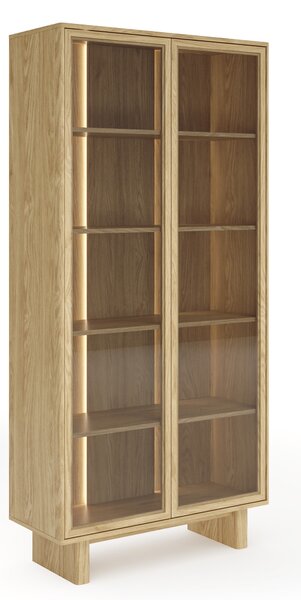 Bellora magas vitrinszekrény 94 cm világítással - olajozott tölgy