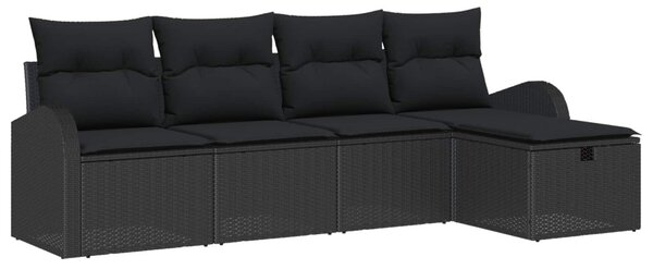 Kanapé Szett párnával tárolóval Fekete polirattan